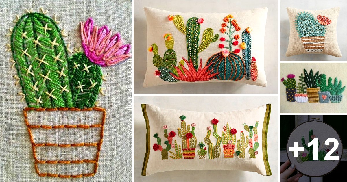 Lleno Incompatible Brújula 18 Ideas para Bordar Almohadones con Cactus